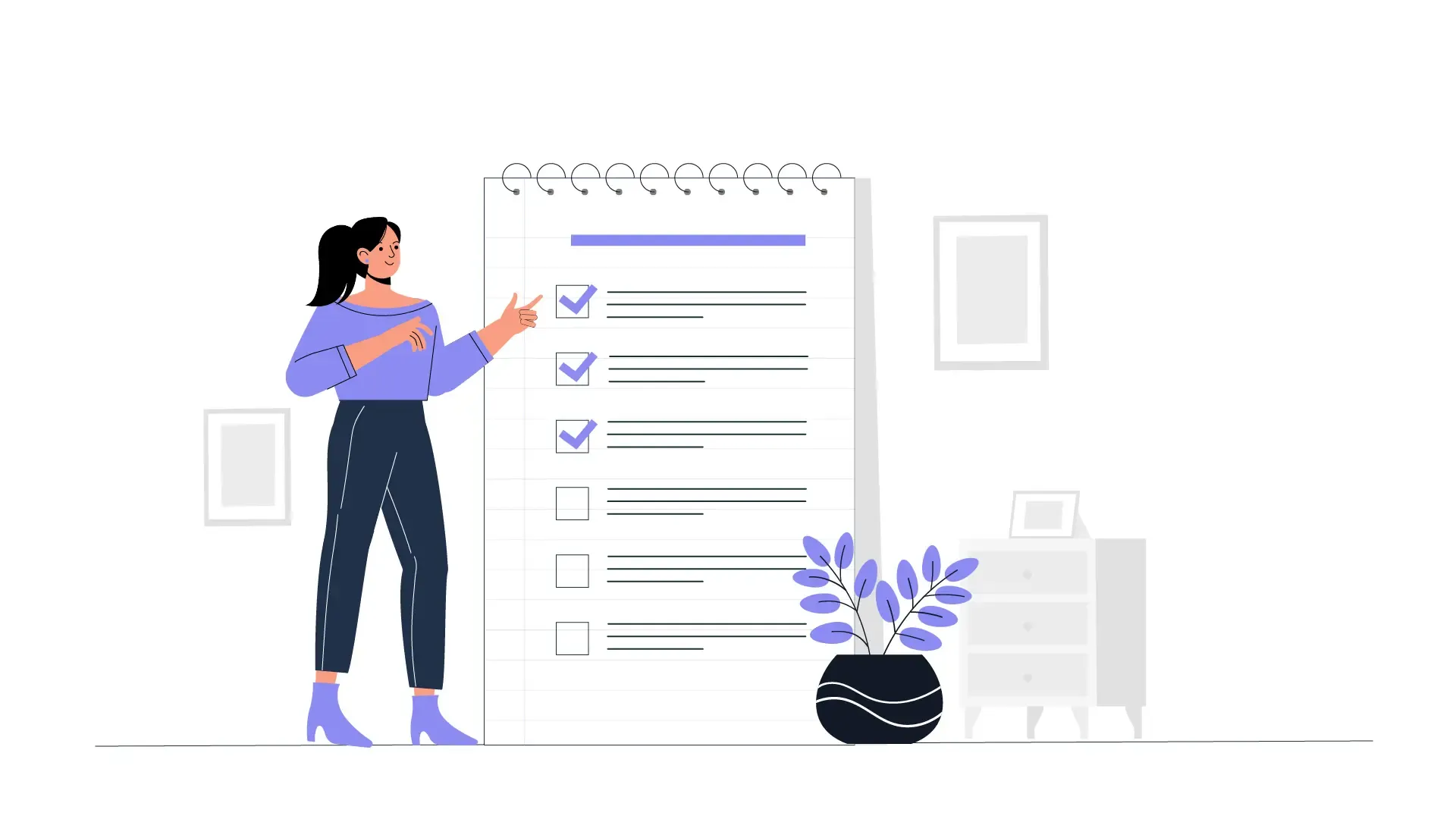 Woman Standing with Checklist Document Vector Design Illustration